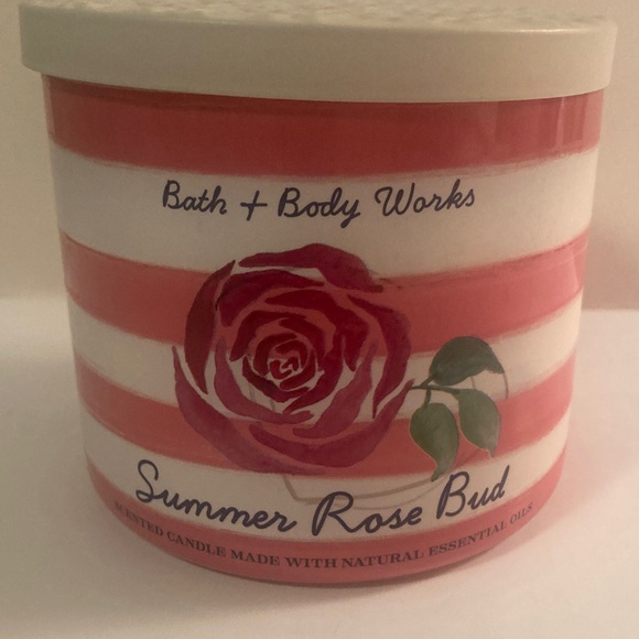 Bath & Body Works Other - Bath & Body Works Summer Rose Bud Candle - Pink & White